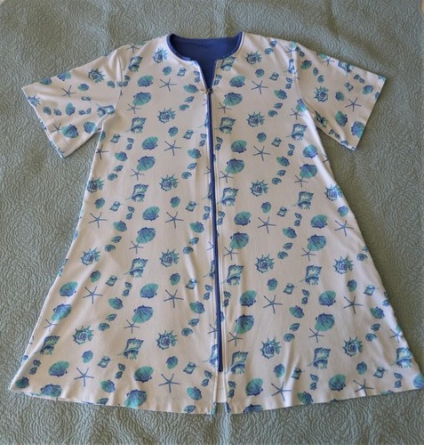 Cuddledown Pima Cotton Sea Shell Zip A-Line Robe Lounge CoverUp OS L XL Plus 46B - Bild 9 von 12