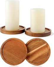 4-Pack Wooden Candle Holders - Rustic Pillar Candle Holders for Table Decor, Sm