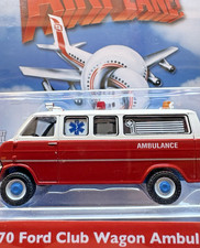 GREENLIGHT HOLLYWOOD AIRPLANE 1970 FORD CLUB WAGON AMBULANCE BLUE CHASE. 1/64.