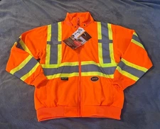 Hi Viz Micro Fleece Jacket Hoodie Work Removabale Hood Sweatshirt Fleece Orange