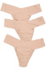 Hanky Panky Women's 3-pack Breathe Eve Natural Rise Thong Tan