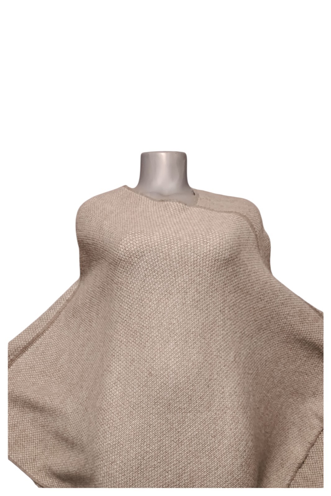 Fratelli Talli Wool Alpaca Blend Poncho Beige One Size Cozy Classic Coastal