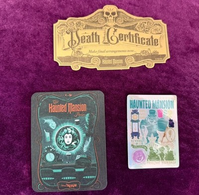Disney Cruise Treasure Haunted Mansion Parlor Death Certificate & Coaster