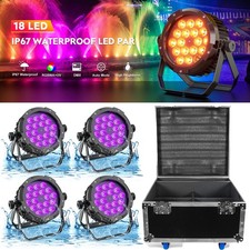 4pc Waterproof 270W RGBWA UV 18LED Par Light DMX Stage DJ Wash Spot Light W/Case