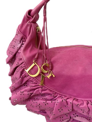 Dior Vintage Rare Hot Pink / Fuchsia Gypsy Ruffle Hobo Shoulder Bag - Picture 2 of 15