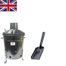Durable Metal Galvanized Incinerator with Shovel and Poker - 15L to 90L Sizes