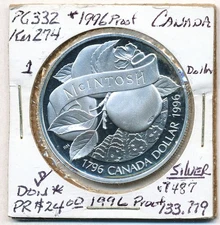 1996 CANADA PROOF SILVER DOLLAR MCINTOSH