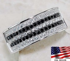 1CT Treated Black Sapphire Topaz 925 Genuine Sterling Silver Ring Sz 8 UB2-2