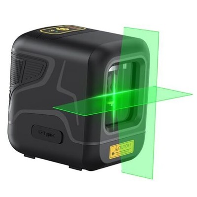  D2 Laser Level, 100 ft Self-Leveling Green Cross Line Laser, USB-C Black