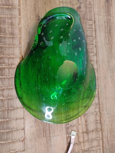 Green Murano Glass Art Bowl Controlled Bubbles Bullicante Dish Bowl Vintage - Picture 6 of 8