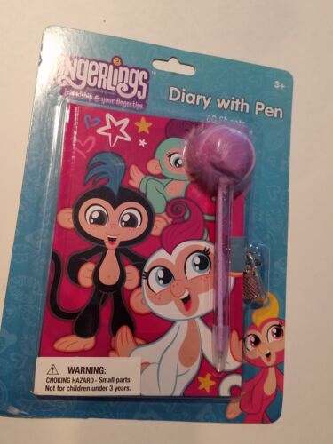 Girls Fingerlings Brand Multicolor Diary Lock Key Lavender Fuzzy Pen Ages 3+ - Picture 2 of 4