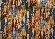 VINTAGE MM Fab Inc. CHRISTMAS Cotton Fabric Various Victorian Santa's 1 YARD NOS