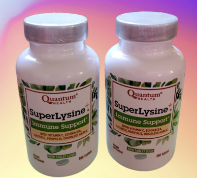 Lot of 2, 180 + 180 tablets Quantum Super Lysine Plus Immune System 2 Pack 11/27