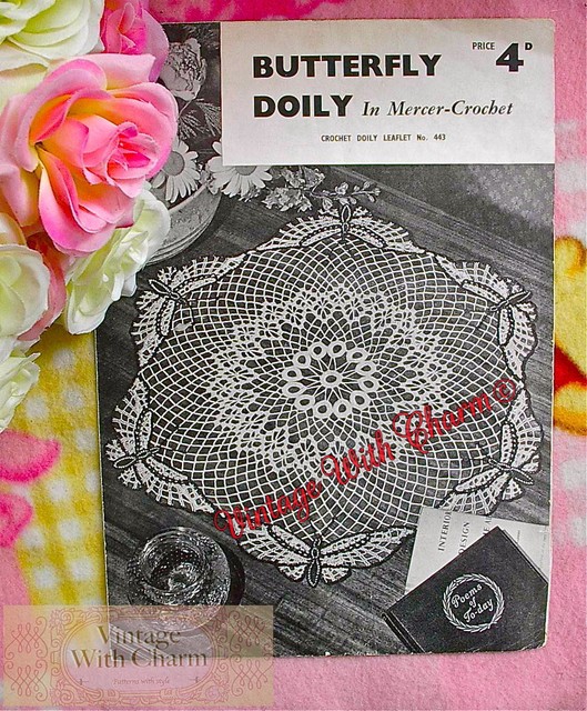 Vintage Crochet Pattern Pretty Butterfly Doily To Grace Your Home Free Uk Pp