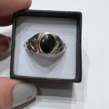 Onyx silver braid ring, size 11.5