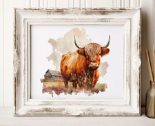 Cow Wall Art Print, Highland Cow Wall Art Decor, Home Decor, Cow Art Print