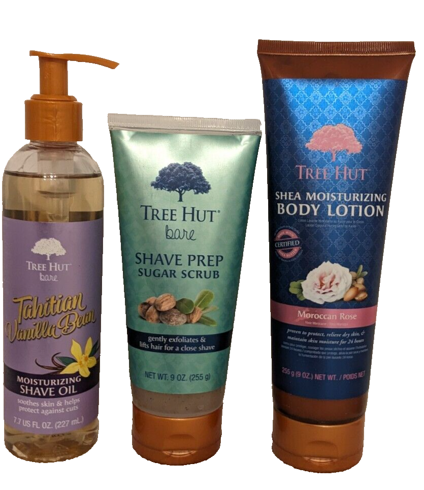 TREE HUT Moroccan Rose Lotion, Tahitian Vanilla Oil, Bare Sugar Scrub, U Choose