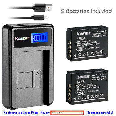 Kastar Battery LCD USB Charger for Fuji NP-W126 NP-W126s & Fujifilm X-E1 Camera