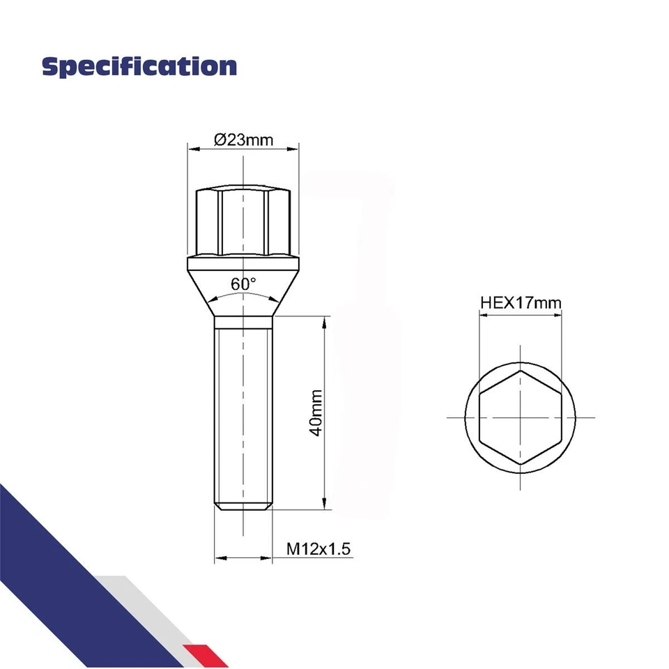 KSP 10pc 12x1.5 Extended Lug Bolts Conical Seat 45mm Shank For BMW Z3 Z4 Z8 M5 - Image 2 of 4