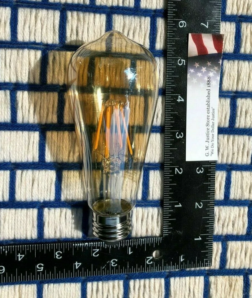 4 new LED AMBER Light Bulb ST19 6w equals = 60w A19 Antique Edison Vintage RETRO - Image 3 of 4