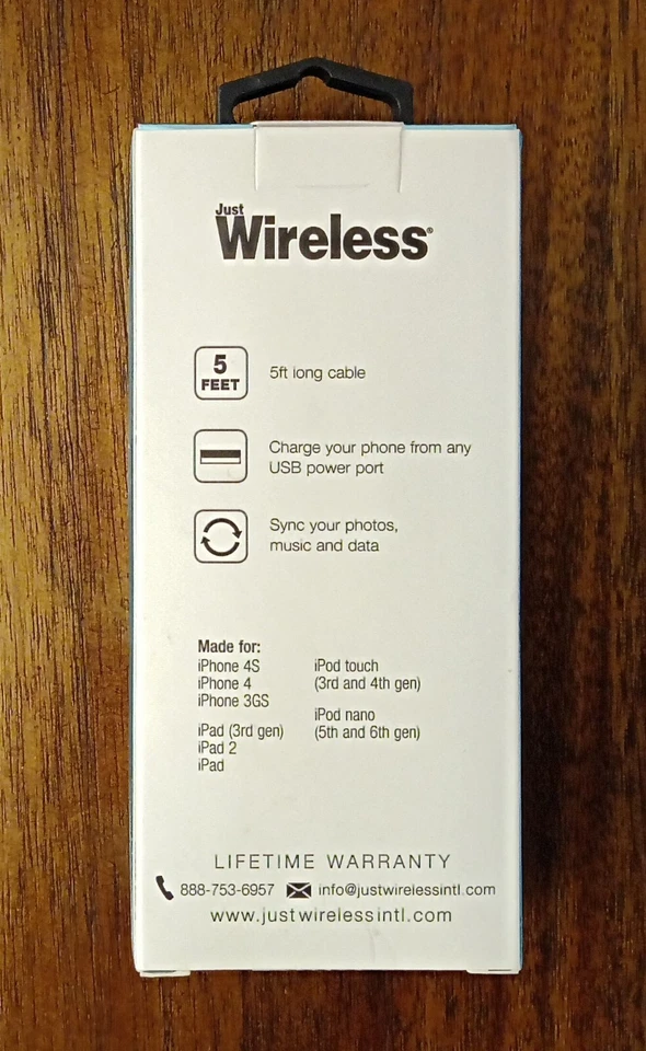 Just Wireless 5ft USB Charge & Sync Cable For Apple Iphone 4/4s, Ipad 3rd, Ipod - Imagem 2 de 3