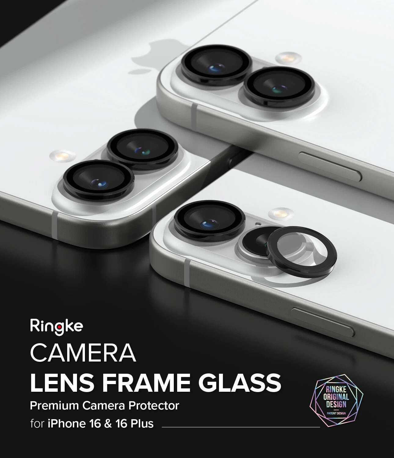For iPhone 16 Camera Lens Frame Glass