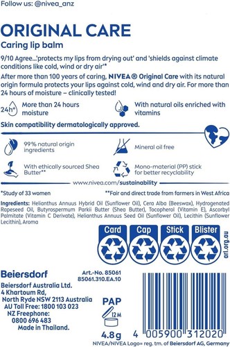 NIVEA Original Care Lip Balm 1 Pack New - Picture 2 of 9