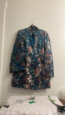 Nasty Gal Collection Embroidered Floral Dress Sz 6 Teal Blue