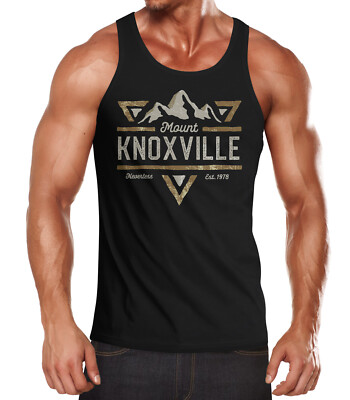 Herren Tank-Top Mountain Berge Adventure Emblem Retro Design Mount Knoxville