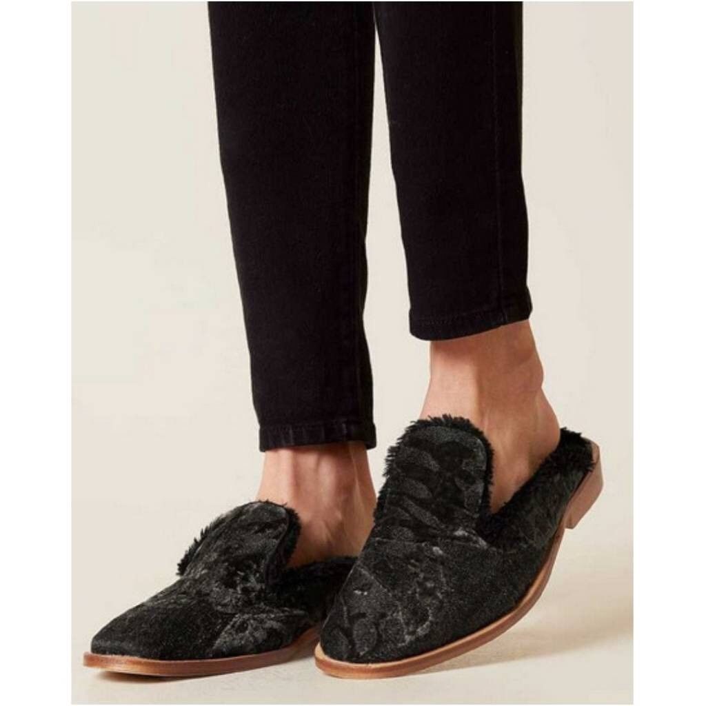 NEW Free People Butterfly Effect Faux Fur Slip-On Mules Size 39/9