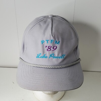 VTG PTFM 1989 Lake Powell Script Spell Out Embroidered Snapback Hat Baseball Cap