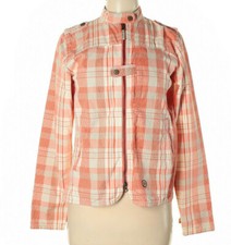 Merrell Orange And Pink Plaid Jacket Size Small Double Zipper Pulls Many Pockets