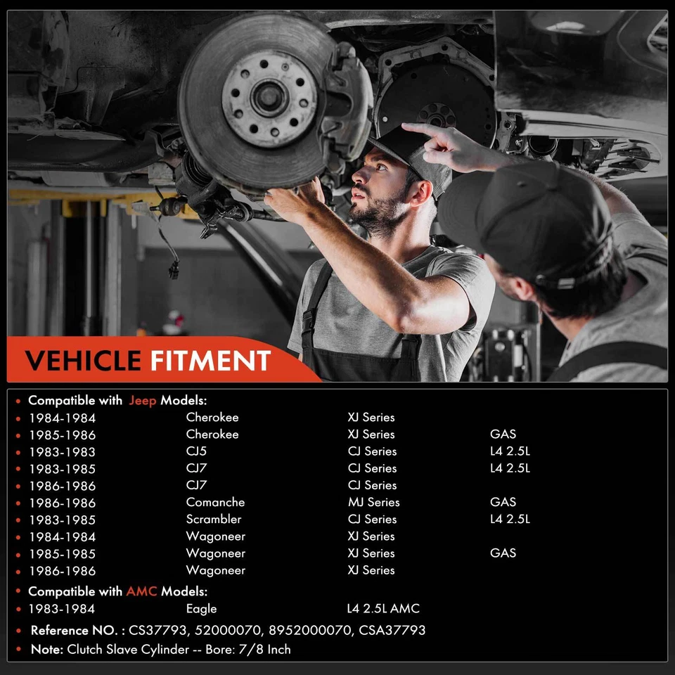 Cilindro esclavo de embrague para Jeep Comanche 86 Cherokee CJ5 CJ7 Scrambler AMC Eagle Foto 2 de 4