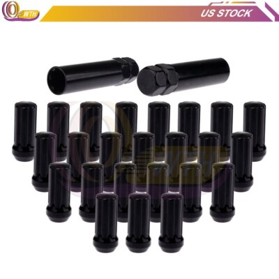 24 Pcs M14x2 Black 7 Splines Lug Nut +2 Keys Fits Ford Expedition F-150 Heritage