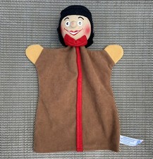 Kersa German Hand Puppet Wooden Head Woman w/ Hat Braid Brown Outfit