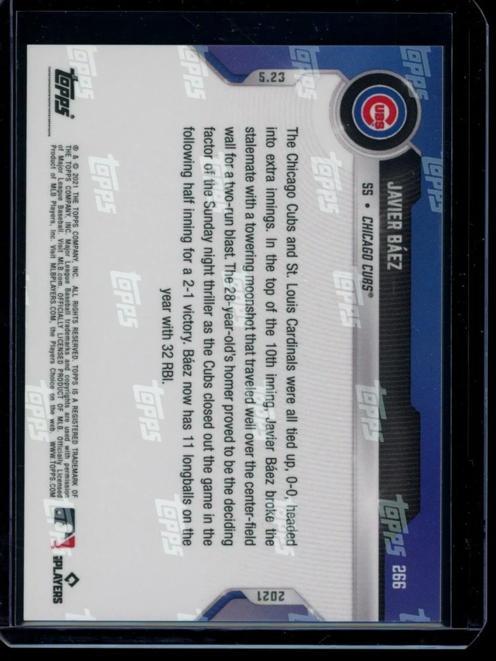 2021 Topps Now #266 Javier Baez Purple Parallel Card #d /25 - Image 2 of 2