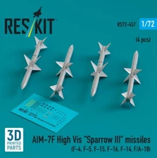 Reskit RS72-0457 AIM-7F High Vis "Sparrow III" missiles (4 pcs) 1/72