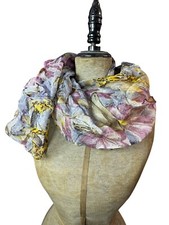 Lightweight rayon scarf crinkled floral print made in India