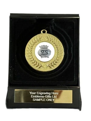 SMARTBADGE MN Merchant Navy Award 50 mm Gold Kontur Medaille in Box (I) graviert kostenlos