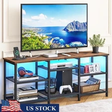 TV Stand W/ Charging Station LED Lights Storage 55 Inch TV Entertainment Center