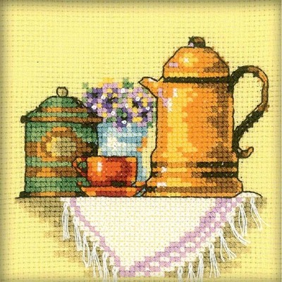 RTO counted Cross Stitch Kit ''A Cup of Coffee in The Morning'' H199, 10x10 cm, DI