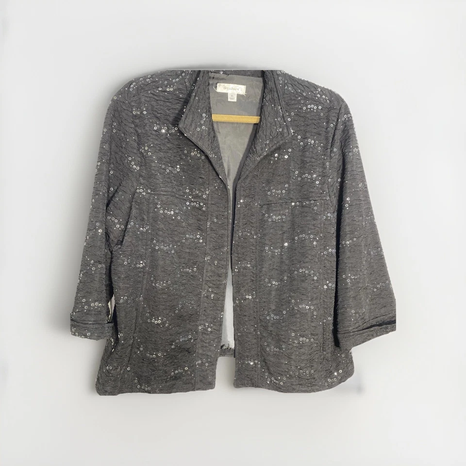 Blazer Dressbarn Mujer X-Grande Negro Lentejuelas Formal Negro Corbata Vacaciones Vegas Foto 4 de 4