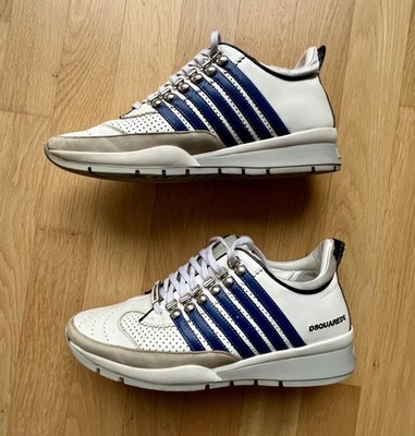 Original DSQUARED2 - Sneaker Weiß Blau - Leder - Gr. 43 Herren -Guter Zustand!