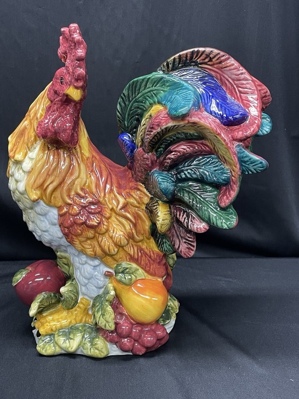NOBLE EXCELLENCE ROOSTER RARE 14” Tall 12” Long FIGURINE HAND PAINTED EXCEL COND