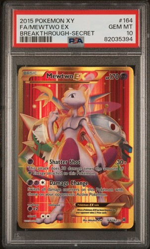 Pokemon Mewtwo EX 164/162 Secret Rare Full Art Breakthrough PSA 10 GEM MINT