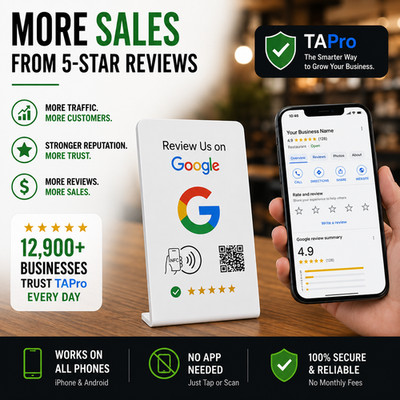 Google Review NFC Stand Tap to Review QR Display for Business White NTAG215 Chip