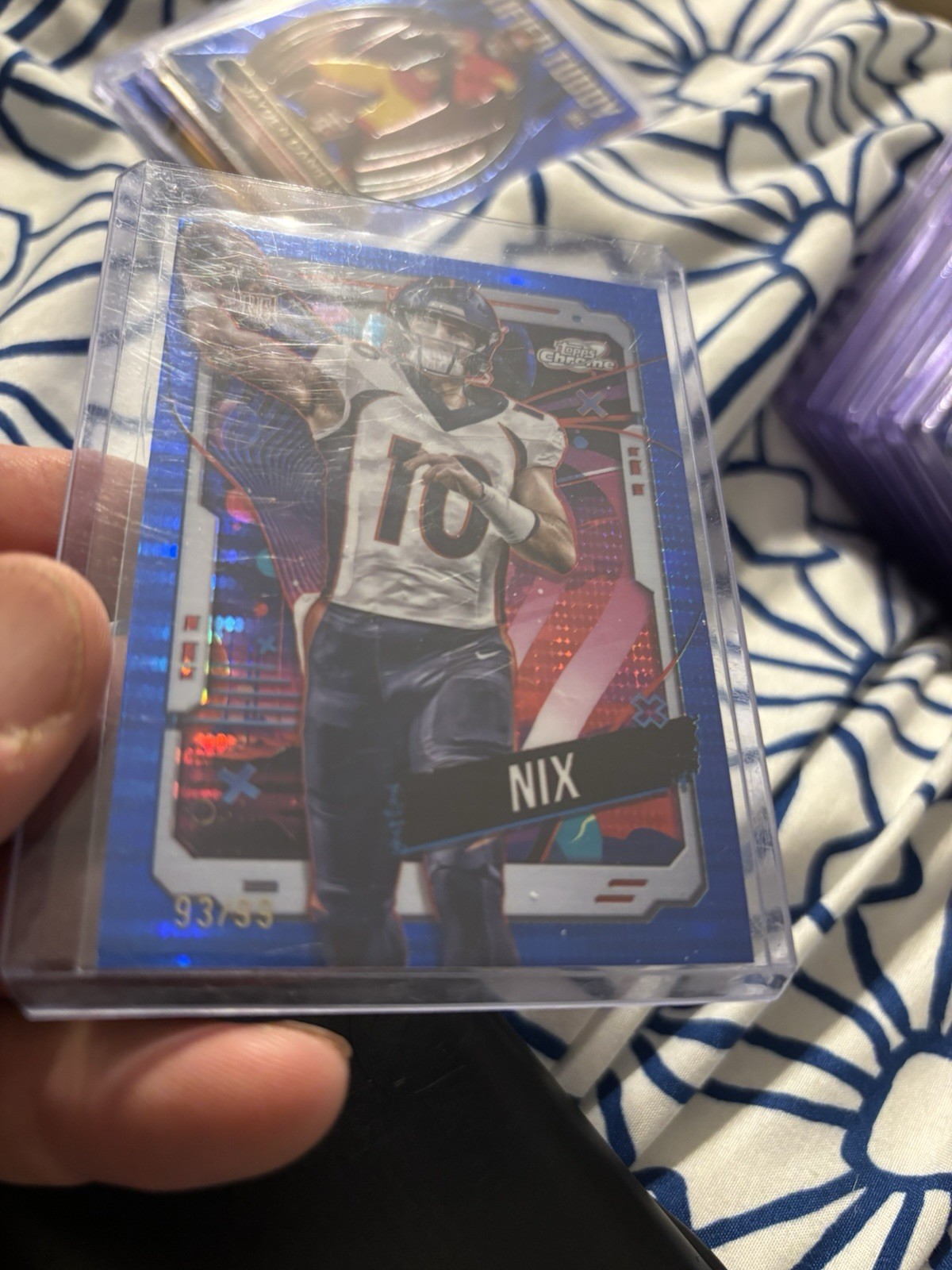 2024 Topps Cosmic Chrome Bo Nix Blue Moon Refractor 93/99 #127 RC Denver Broncos