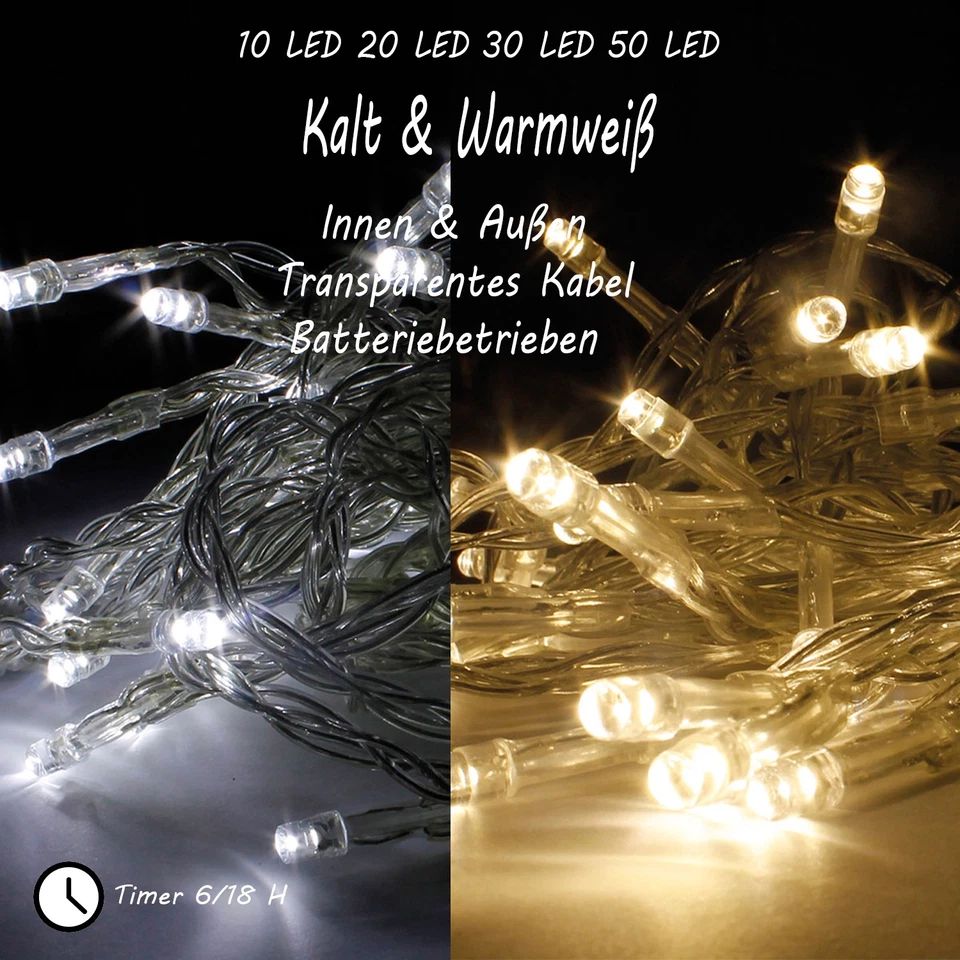INDA-EXCLUSIV Catena Luminosa LED 10/20/30/50 Batteria Festa Illuminazione Timer Interno/Esterno
