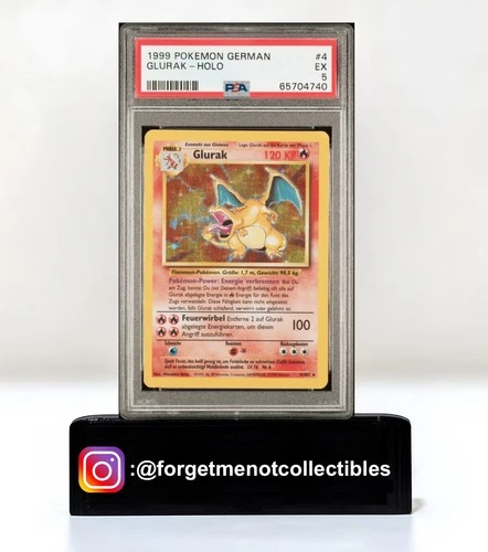 Rare 1999 Pokemon German Glurak Charizard Base Set Holo 4/102 PSA 5