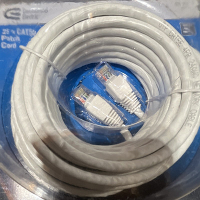 Commercial Electric CAT5e 25 ft RJ-45 to RJ-45 Gold Plated Patch Cord White